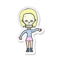 sticker of a girl wearing skull mask