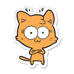 sticker of a cartoon surprised cat