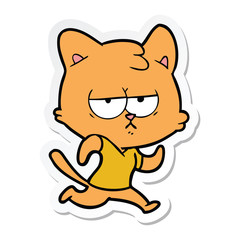 Obraz na płótnie Canvas sticker of a bored cartoon cat