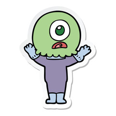 sticker of a cartoon cyclops alien spaceman