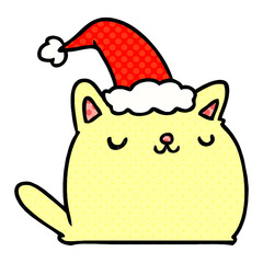 christmas cartoon of kawaii cat