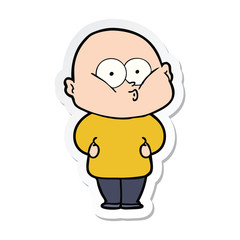 sticker of a cartoon bald man staring