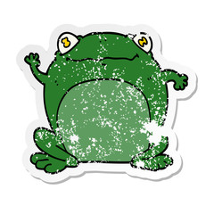 distressed sticker of a cartoon frog