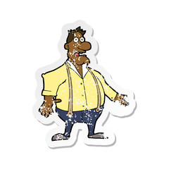 retro distressed sticker of a cartoon shocked man