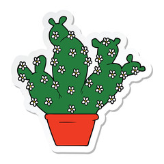 sticker of a cartoon potted cactus