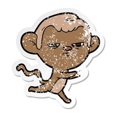 distressed sticker of a cartoon monkey