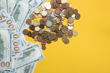 The silver picture is placed on a yellow background. Success, business concept With copy space