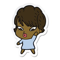 sticker of a cartoon woman