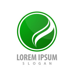 Circle green swoosh logo concept design. Symbol graphic template element vector