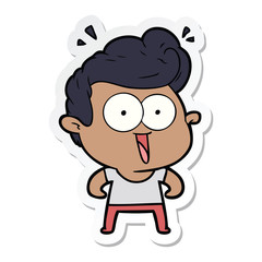 sticker of a cartoon excited man