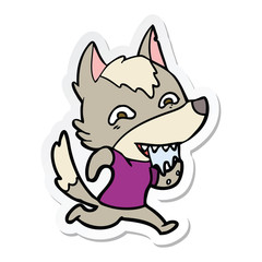 sticker of a cartoon hungry wolf
