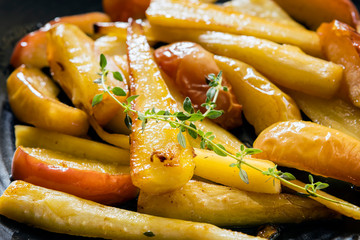 Roasted Parsnips with Apple and Thyme