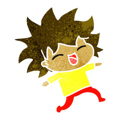 retro cartoon of cute kawaii girl