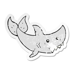 distressed sticker of a cartoon shark