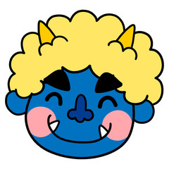 青鬼の顔のイラスト
