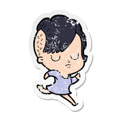 distressed sticker of a cartoon woman
