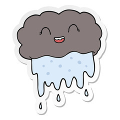sticker of a cartoon rain cloud