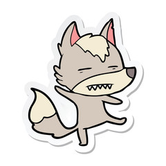 sticker of a cartoon wolf showing teeth
