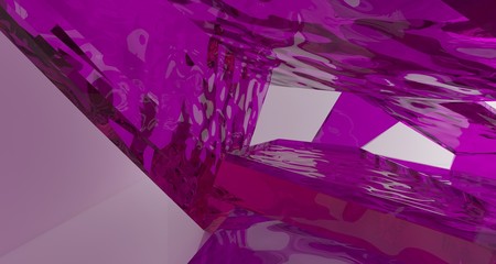 Obraz premium Abstract white and colored gradient glasses interior with window. 3D illustration and rendering.