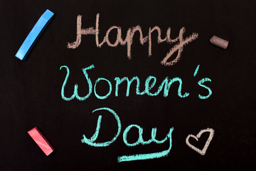 Obraz premium Women's Day card. Chalk and blackboard