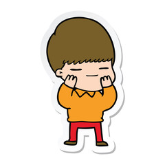 sticker of a cartoon smug boy