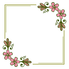 Vector illustration beauty leaf pink wreath frames bloom hand drawn