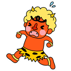 逃げる赤鬼のイラスト