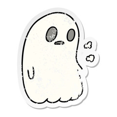 distressed sticker cartoon of a kawaii cute ghost
