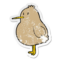 distressed sticker of a cartoon kiwi bird