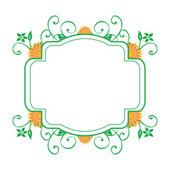 Vector illustration various shape green leaf orange flower frames for cards hand drawn