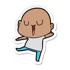 Obraz premium sticker of a happy cartoon bald man