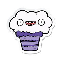 sticker of a cartoon cupcake