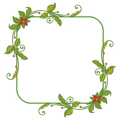 Vector illustration design artwork green leaf red flower frames hand drawn