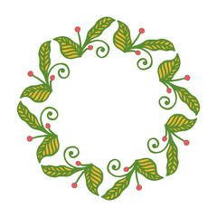 Vector illustration design artwork green leaf red flower frames hand drawn