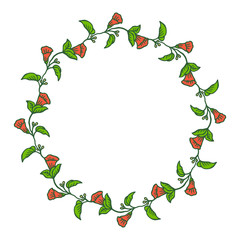 Vector illustration pattern art red flower frame for invitation card hand drawn