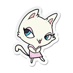 Obraz premium sticker of a cartoon female cat