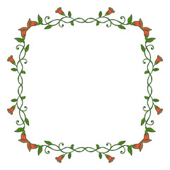 Fototapeta premium Vector illustration beauty frame flower trumpet red blooms hand drawn