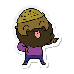Obraz premium sticker of a man with beard sticking out tongue
