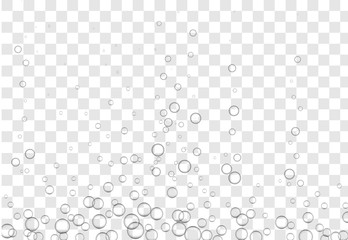 Transparent water background with realistic bubbles or drops.