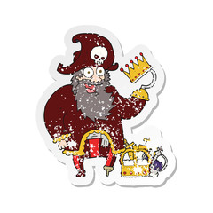 retro distressed sticker of a cartoon pirate captain