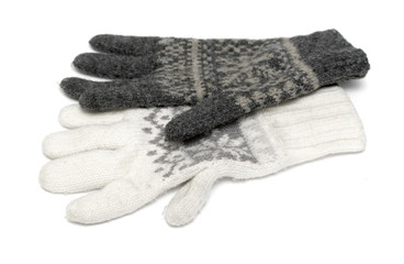 Wool glove on a white background