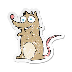 retro distressed sticker of a cartoon mouse