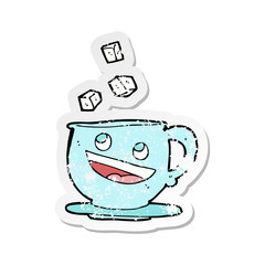retro distressed sticker of a cartoon tea cup