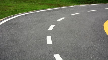 New asphalt texture with white dashed line