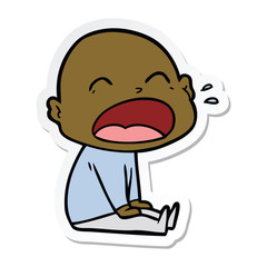 sticker of a cartoon shouting bald man