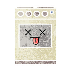 retro illustration style cartoon kitchen oven