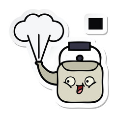 sticker of a cute cartoon steaming kettle