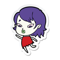 sticker of a cute cartoon vampire girl