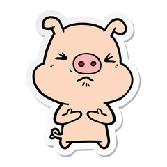 sticker of a cartoon angry pig