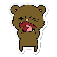 sticker of a angry cartoon bear